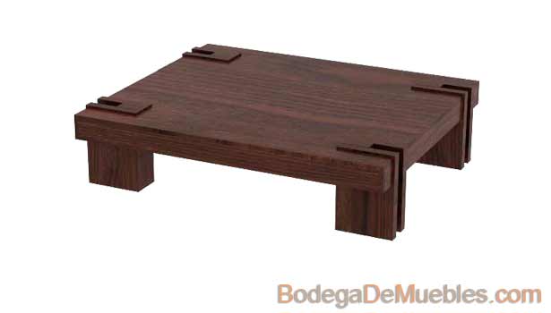 Mesa de Centro elegante muy baja con patas anchas.