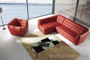 sala esquinera con sillon individual color rojo