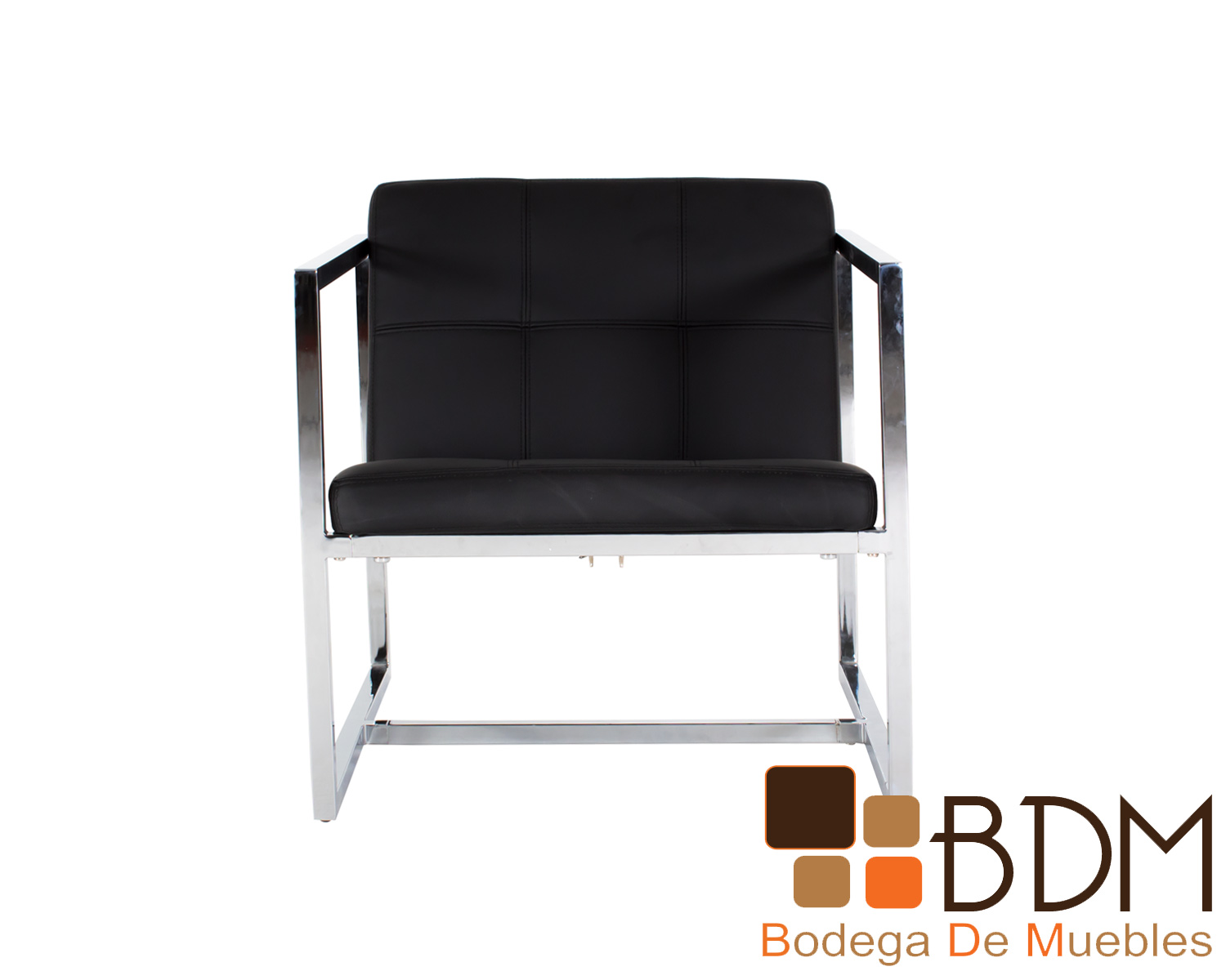 Sillon individual cromado moderno en polipiel