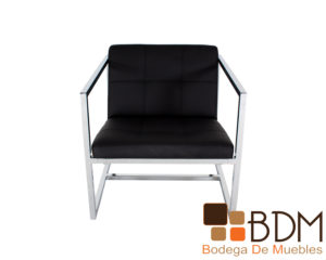 Sillon individual cromado moderno en polipiel