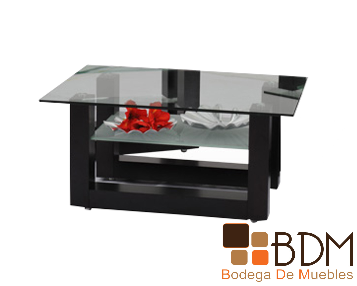 Mesa moderna de madera color negro con cristal