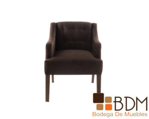 Sillon individual de madera tapizado en suede color cafe