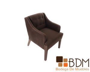 Sillon individual de madera tapizado en suede color cafe