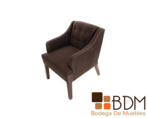 Sillon individual de madera tapizado en suede color cafe