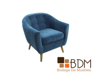 Set de sofa y sillon tapizado en tela suede color azul