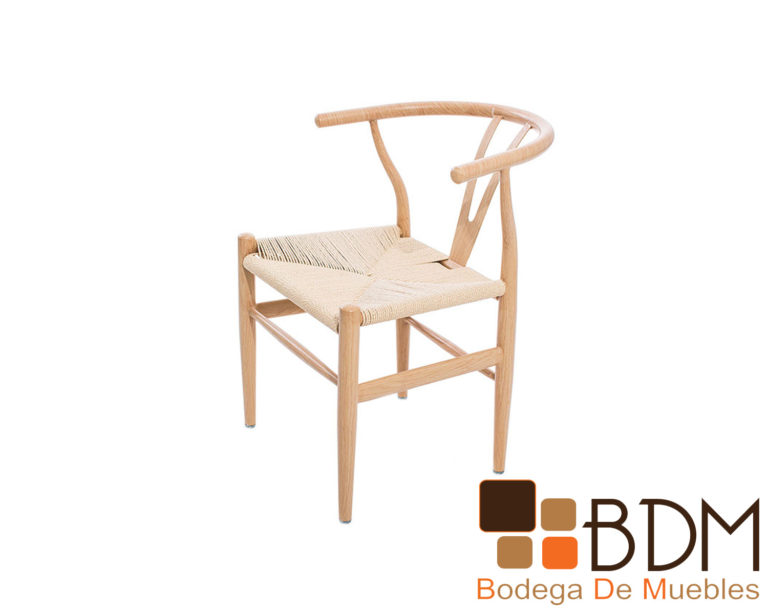 Silla ocasional con asiento tejido color beige