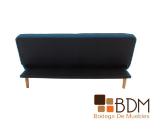 Sofa cama color azul con patas de madera