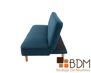 Sofa cama color azul con patas de madera