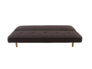 Sofa cama moderno color cafe con patas de madera