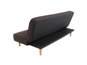 Sofa cama moderno color cafe con patas de madera