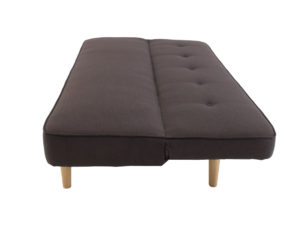 Sofa cama moderno color cafe con patas de madera