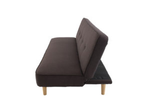 Sofa cama moderno color cafe con patas de madera