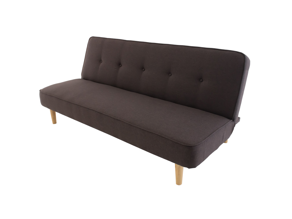 Sofa cama moderno color cafe con patas de madera