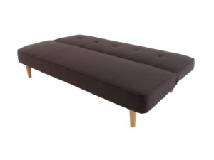 Sofa cama moderno color cafe con patas de madera