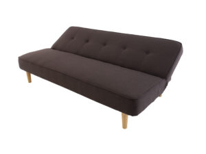 Sofa cama moderno color cafe con patas de madera