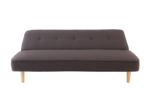 Sofa cama moderno color cafe con patas de madera