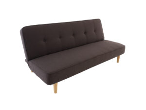 Sofa cama moderno color cafe con patas de madera