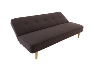 Sofa cama moderno color cafe con patas de madera