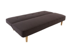 Sofa cama moderno color cafe con patas de madera