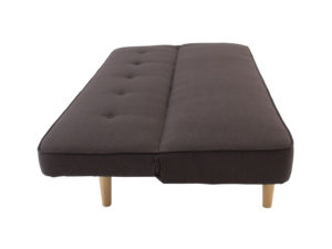 Sofa cama moderno color cafe con patas de madera