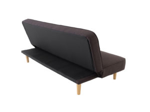 Sofa cama moderno color cafe con patas de madera