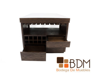 Mesa bar con cava en mdf y madera poplar