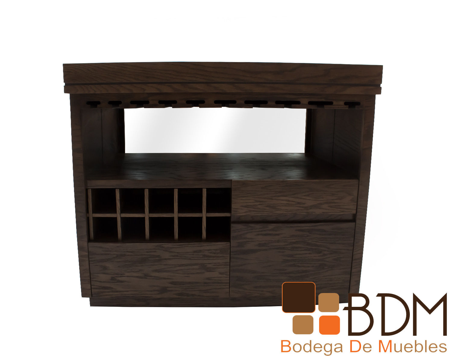 Mesa bar con cava en mdf y madera poplar