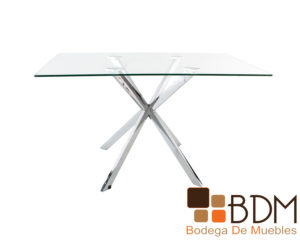 Mesa rectangular con cubierta cristal para comedor