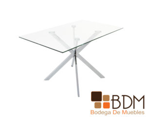 Mesa rectangular con cubierta cristal para comedor