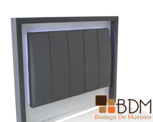 Recamara especial con luz led en madera poplar gris y blanco