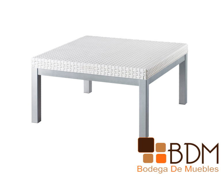 Mesa de centro para exterior color blanco en rattan y acero