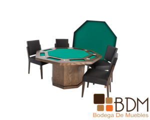 Mesa de juego de poker moderna color tabaco