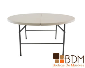 Mesa plegable de acero y plastico color beige