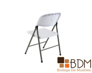 Silla plegable de acero y plastico en color blanco