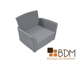 Sillon individual en rattan para exterior color gris