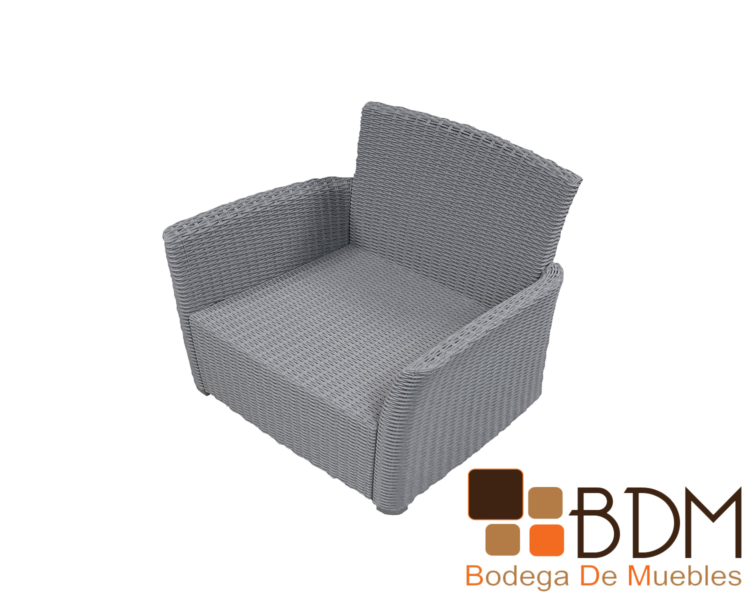 Sillon individual en rattan para exterior color gris