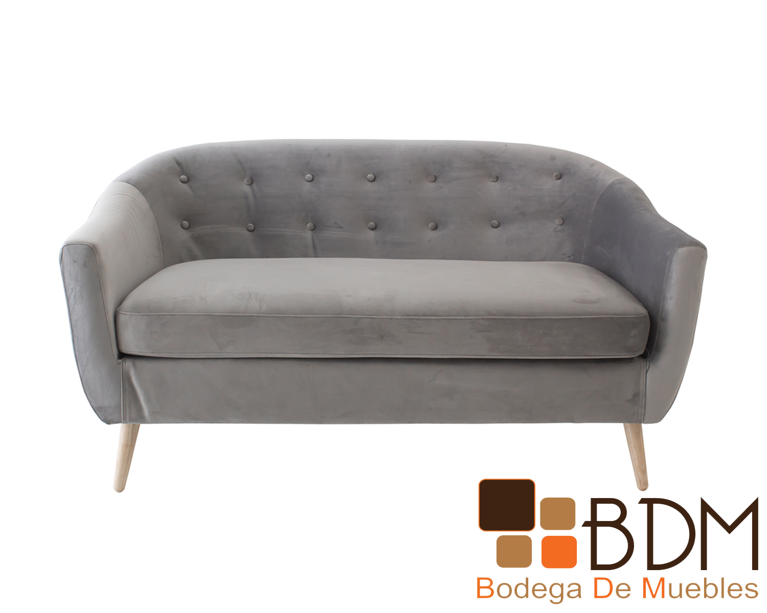 Sofa moderno en madera y tapiz suede para sala