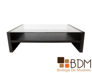 Mesa de centro en MDF enchapado encino cristal 9 mm