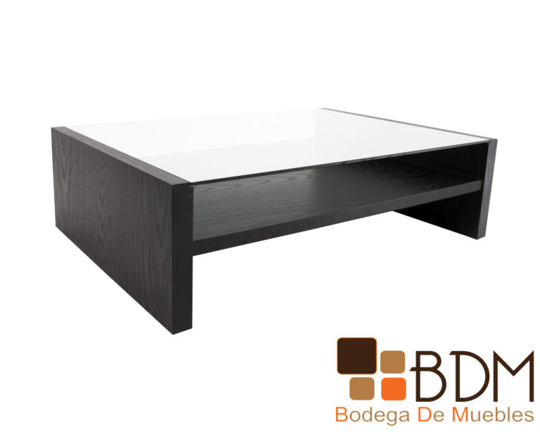 Mesa de centro en MDF enchapado encino cristal 9 mm