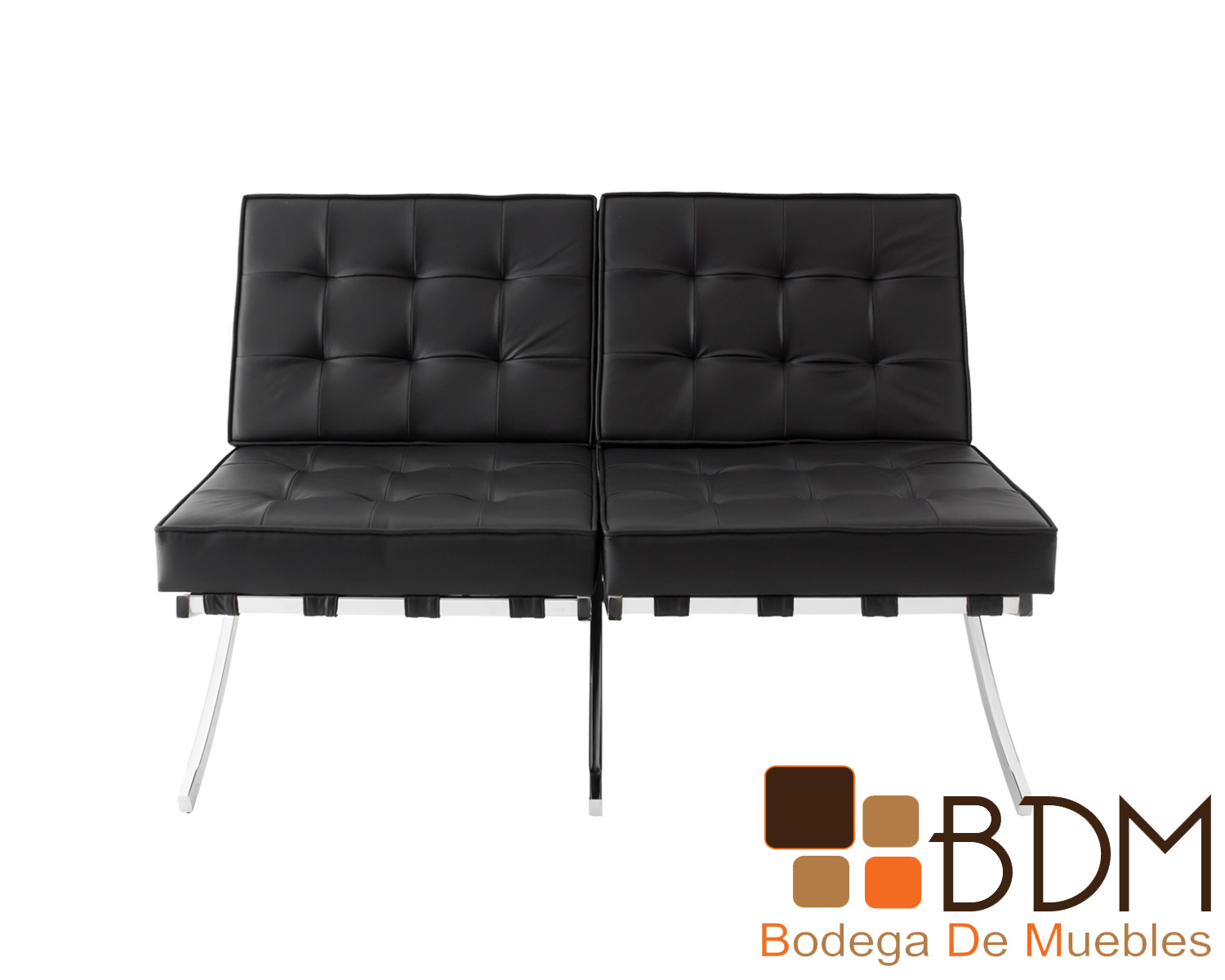 Love seat moderno en color negro con sillones individuales