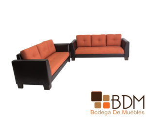 Sala moderna con sillones color naranja