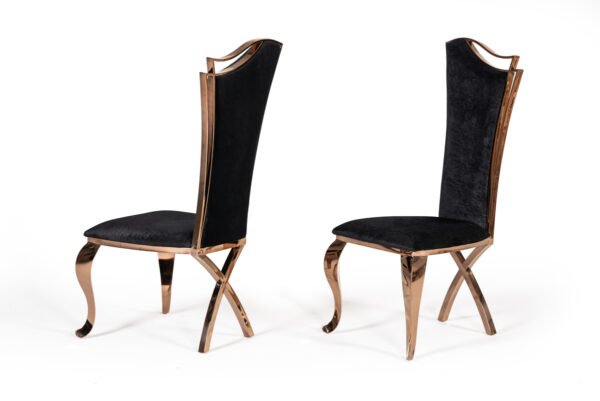 Mueble Silla de comedor Modrest Bonnie transicional
  de terciopelo negro y oro rosa (juego de 2) – Envíos a todo México |
  FurnitureMX