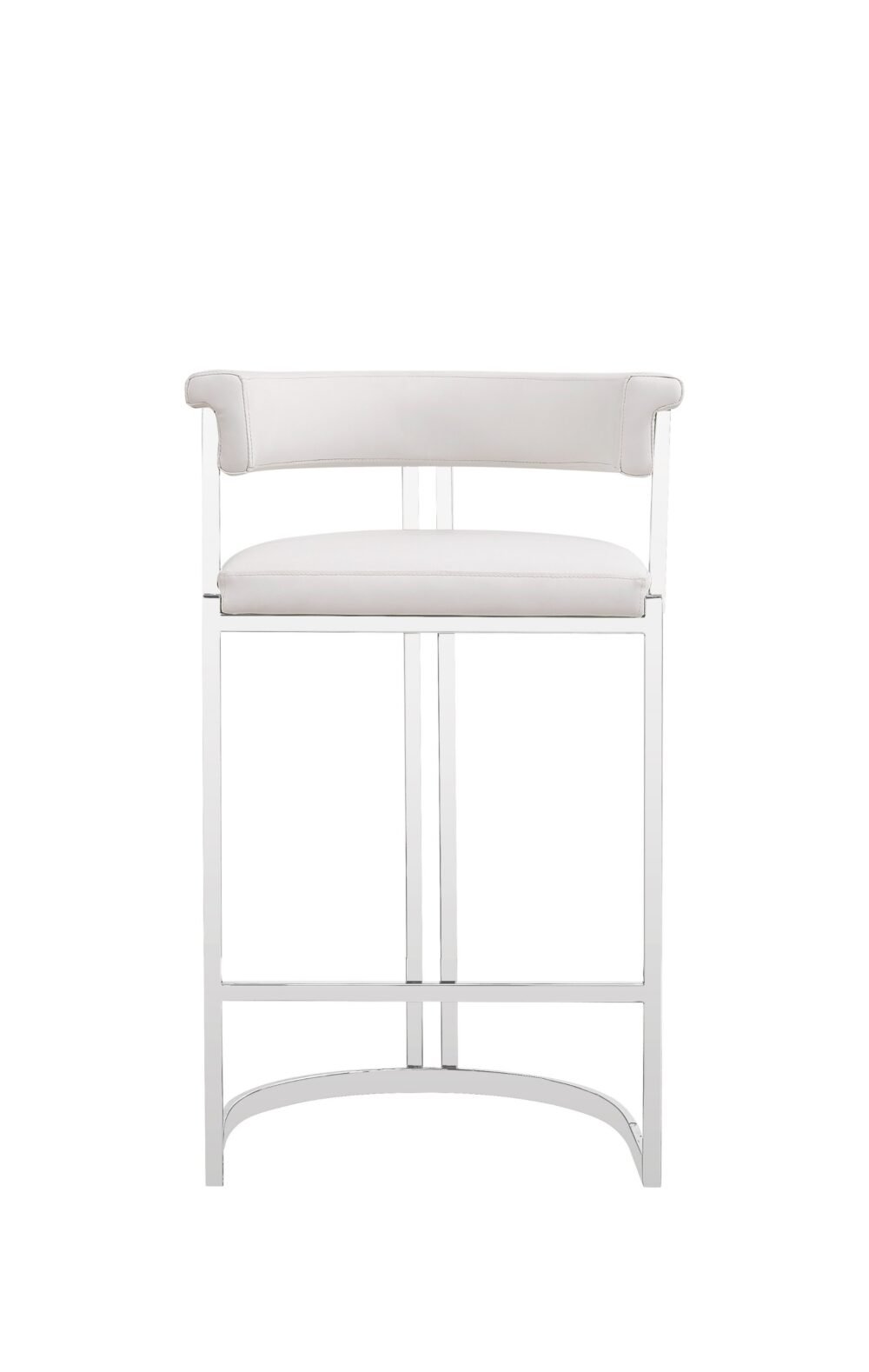 Modrest Munith – Silla de mostrador moderna de cuero vegano blanco + acero inoxidable