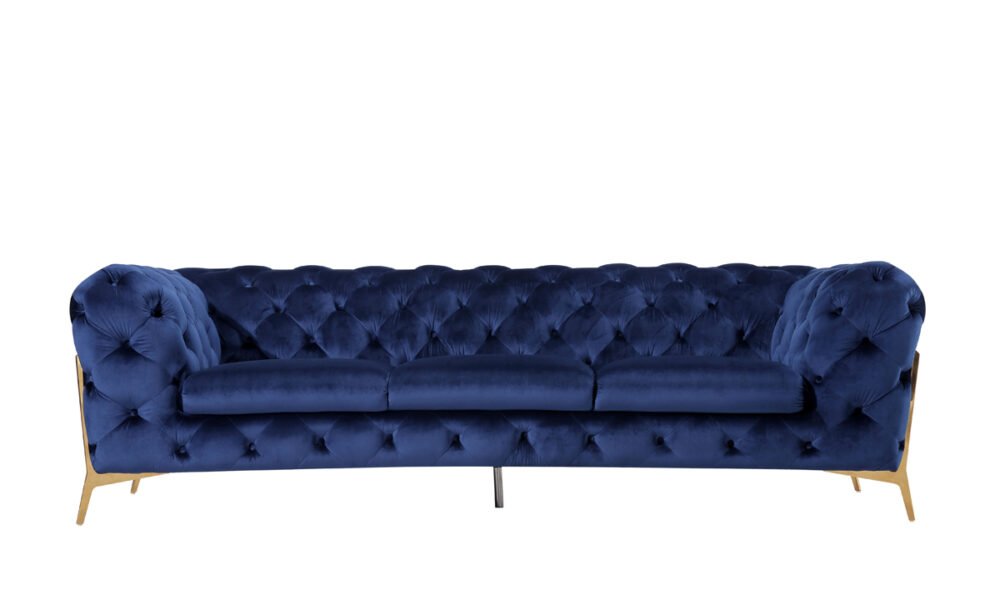 Divani Casa Sheila moderno juego de sofás de tela azul oscuro
