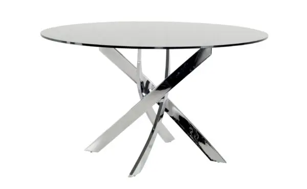 Mesa de comedor Mesa de comedor redonda moderna de
  vidrio Modrest Pyrite – Envíos a todo México | FurnitureMX
