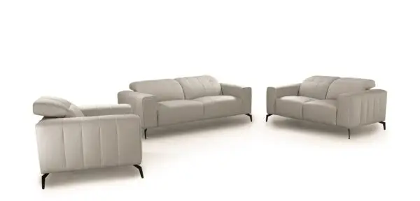 Sala Divani Casa Wayne - Conjunto moderno de sofás
  de cuero gris claro – Envíos a todo México | FurnitureMX