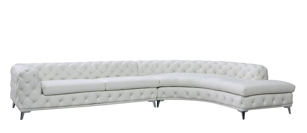 DIvani Casa Kohl – Sofá seccional de forma curvada RAF blanco contemporáneo con chaise