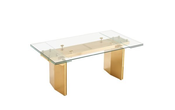 Mesa de comedor Modrest Nassim - Mesa de comedor
  extensible de cristal Glam – Envíos a todo México | FurnitureMX