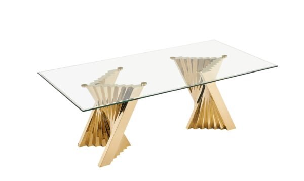 Mesa de comedor Modrest Buquet - Mesa de comedor
  rectangular Glam Glass + Champagne Gold – Envíos a todo México | FurnitureMX