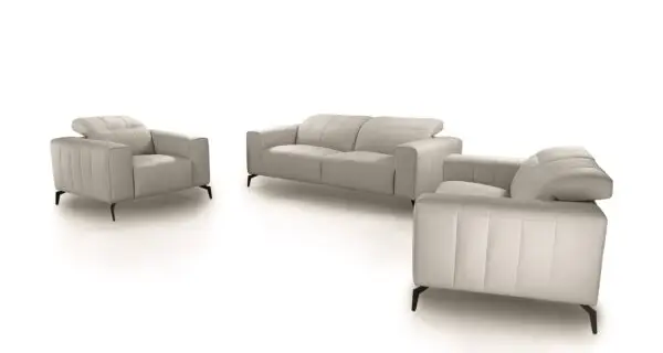 Sala Divani Casa Wayne - Conjunto moderno de sofás
  de cuero gris claro – Envíos a todo México | FurnitureMX